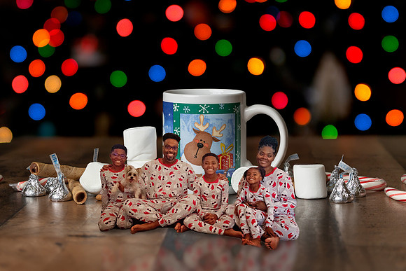 Christmas mug and holiday sweets digital background